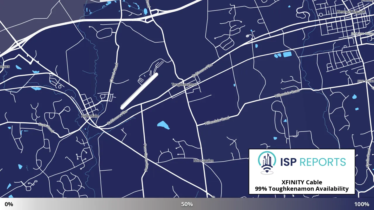 Toughkenamon, PA map of internet availability