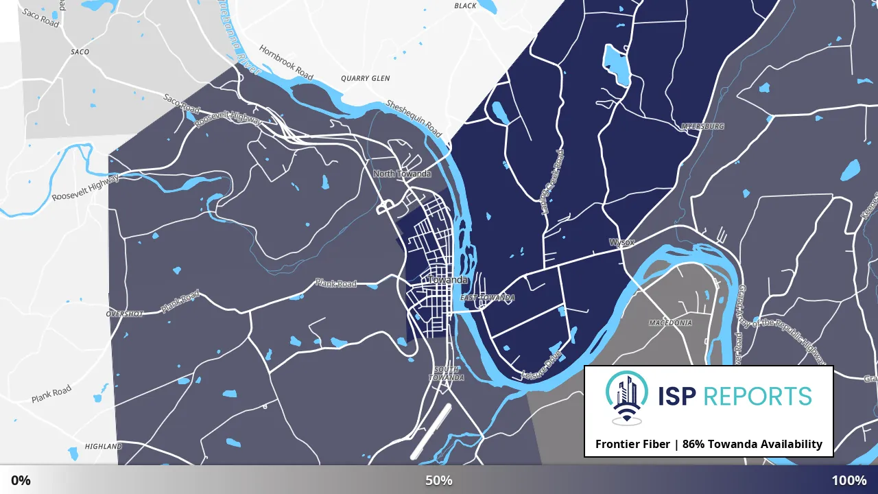 Towanda, PA map of internet availability