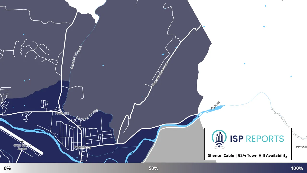 Town Hill, WV map of internet availability