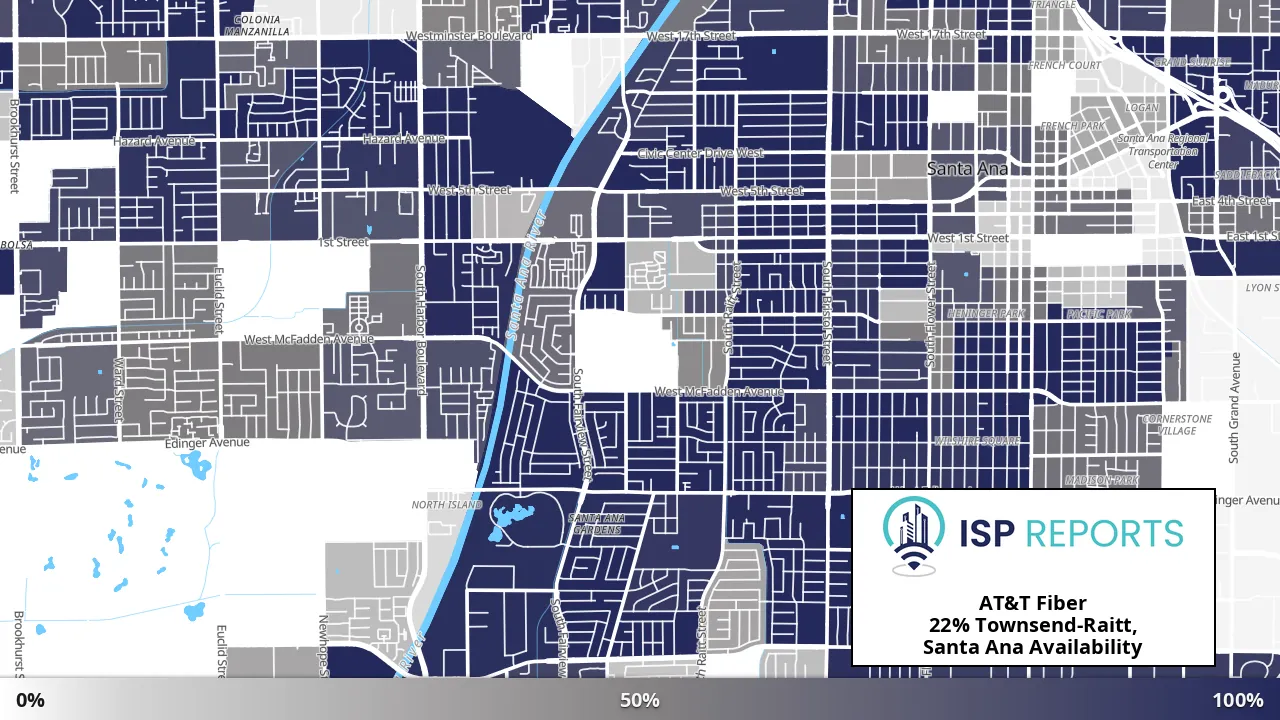 Townsend-Raitt, Santa Ana, CA map of internet availability