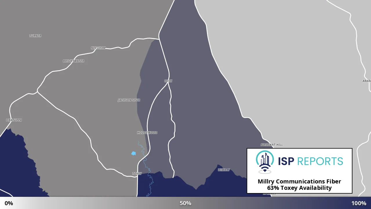 Toxey, AL map of internet availability