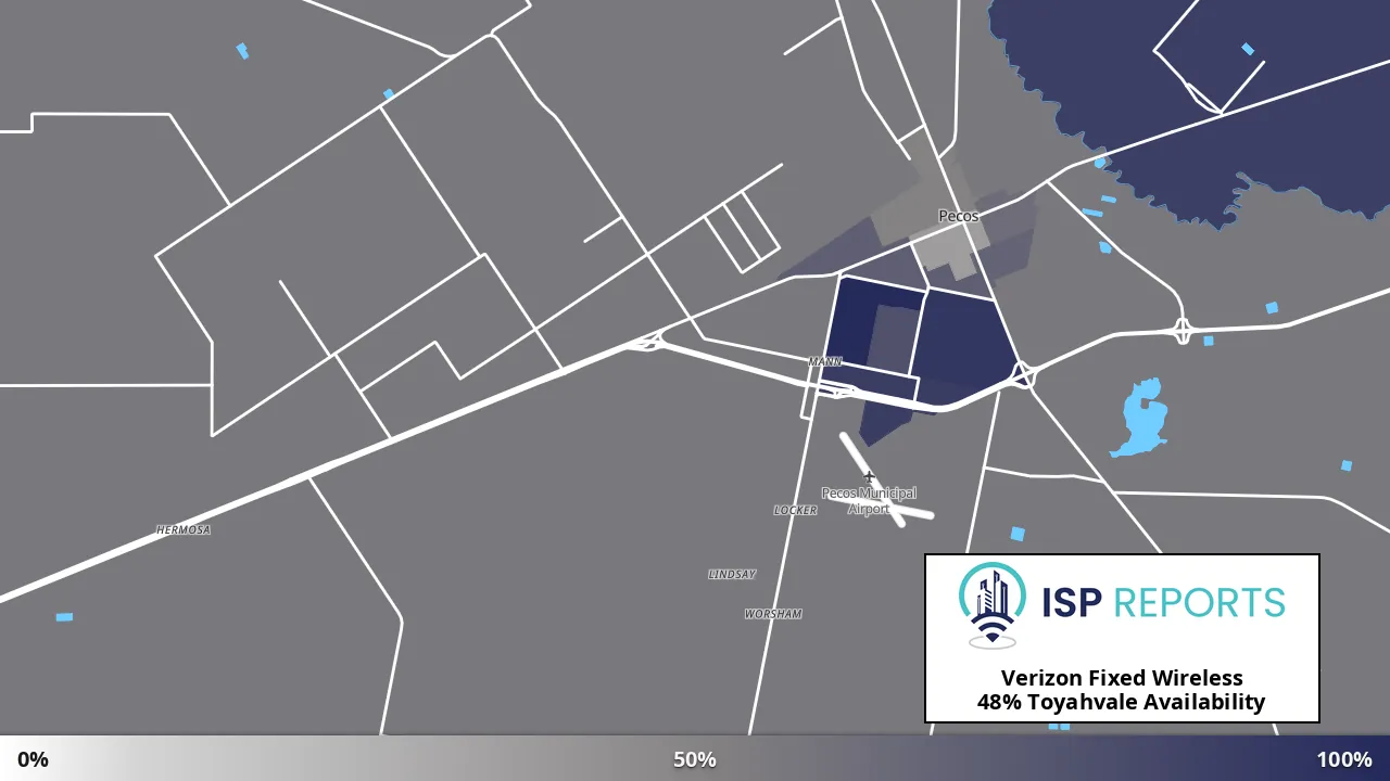 Toyahvale, TX map of internet availability
