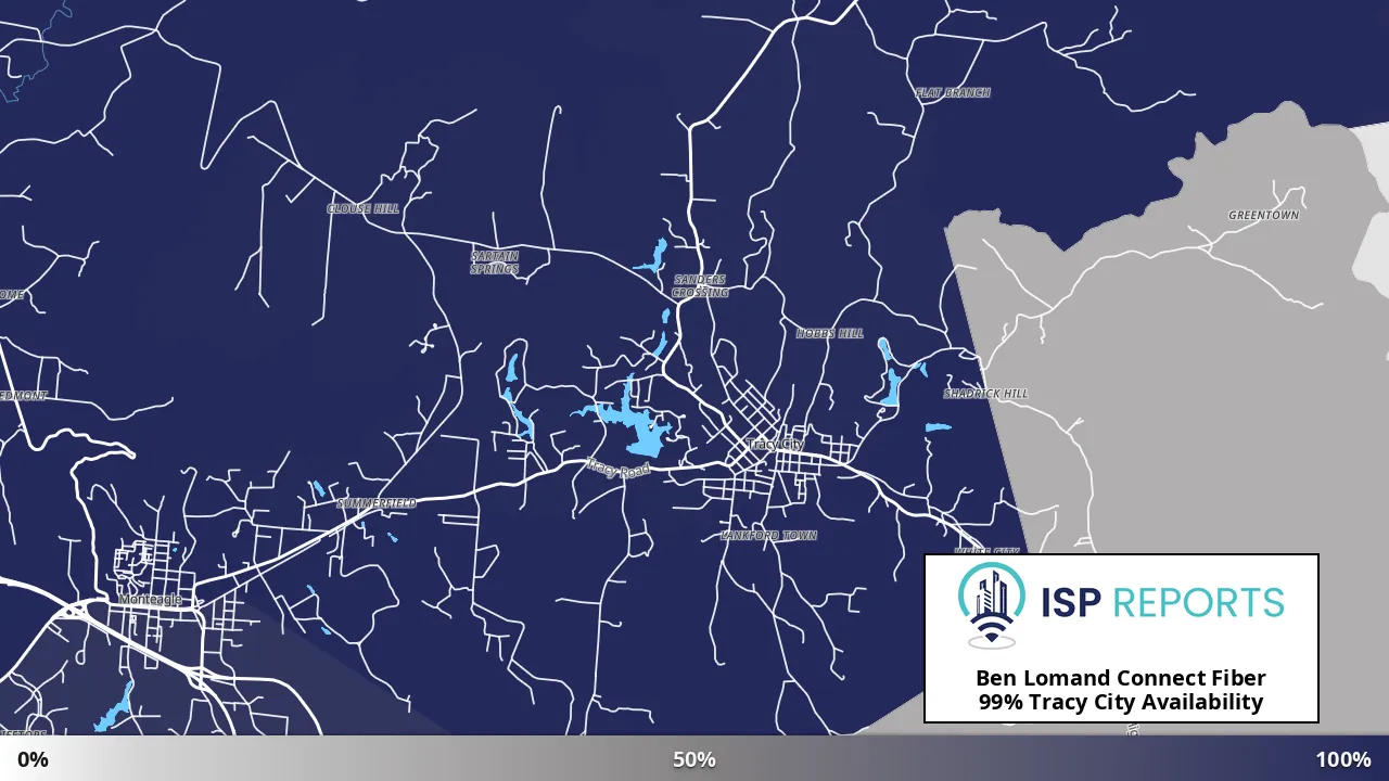 Tracy City, TN map of internet availability