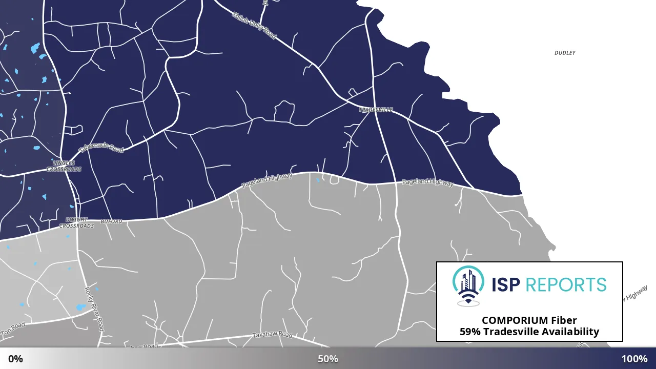 Tradesville, SC map of internet availability