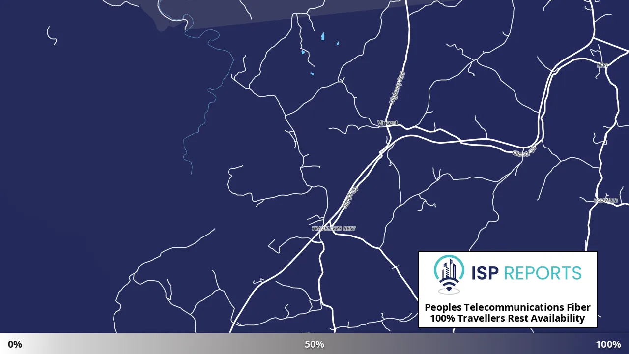 Travellers Rest, KY map of internet availability