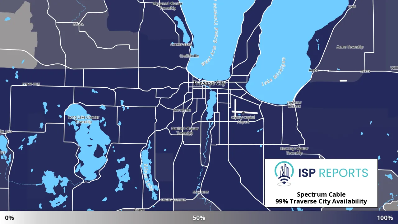 Traverse City, MI map of internet availability
