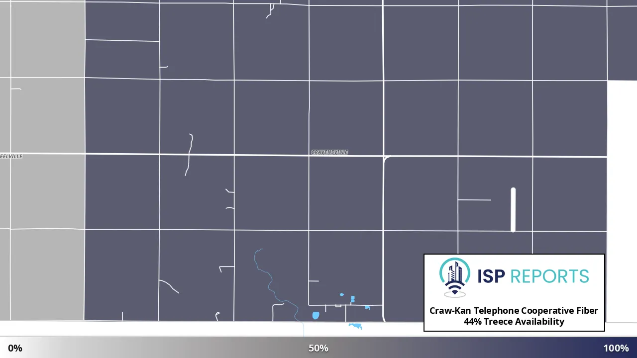 Treece, KS map of internet availability