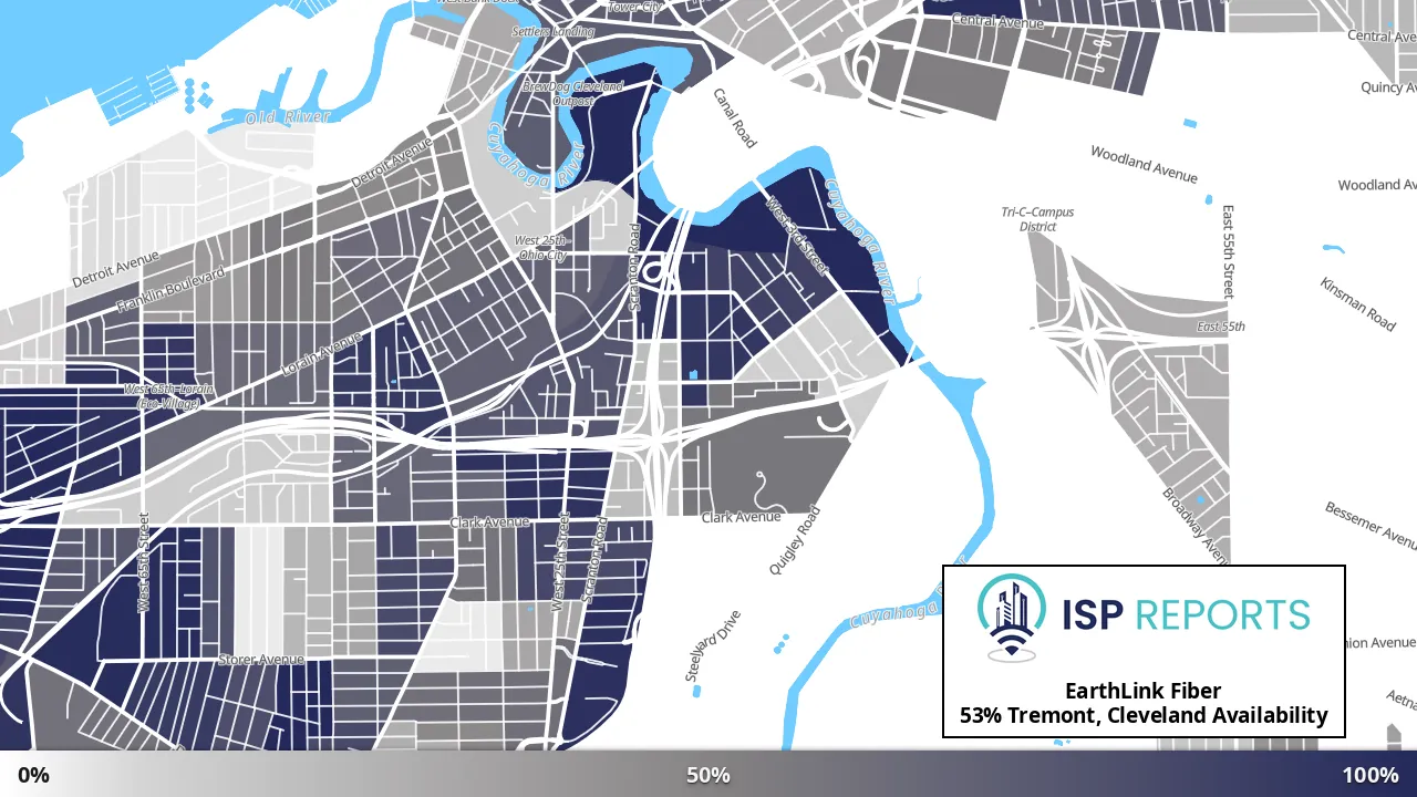 Tremont, Cleveland, OH map of internet availability