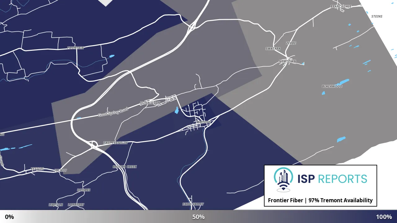 Tremont, PA map of internet availability