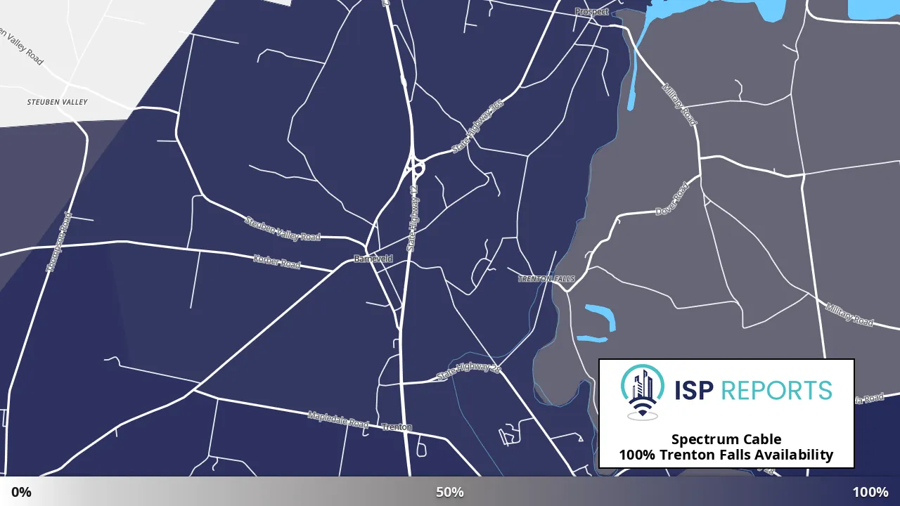 Trenton Falls, NY map of internet availability