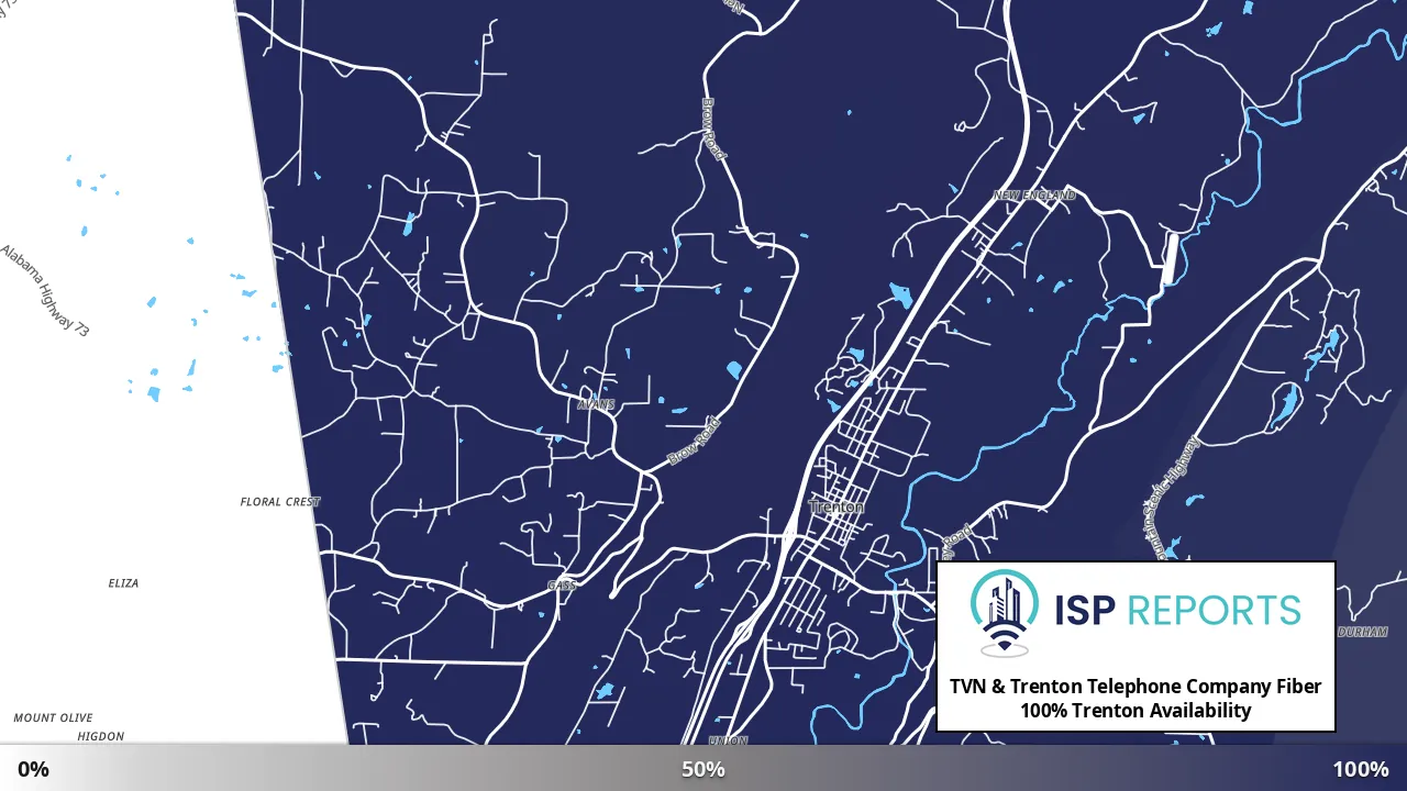 Trenton, GA map of internet availability