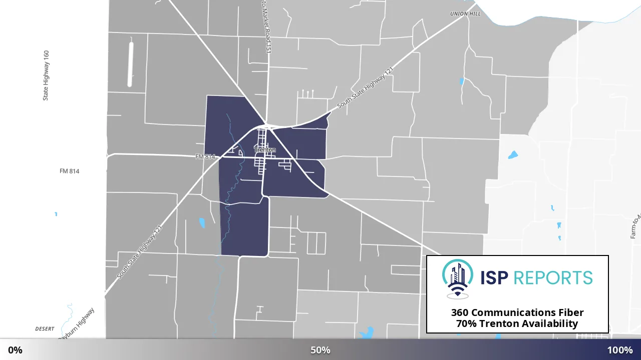 Trenton, TX map of internet availability