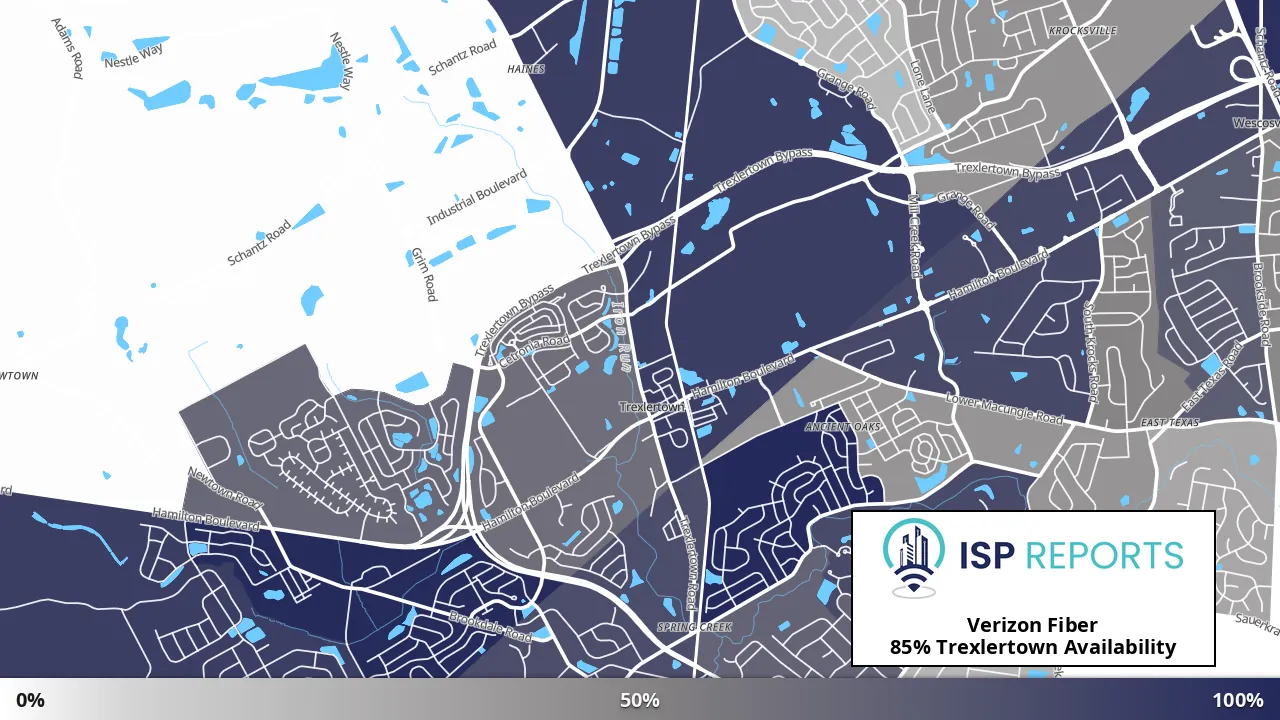 Trexlertown, PA map of internet availability