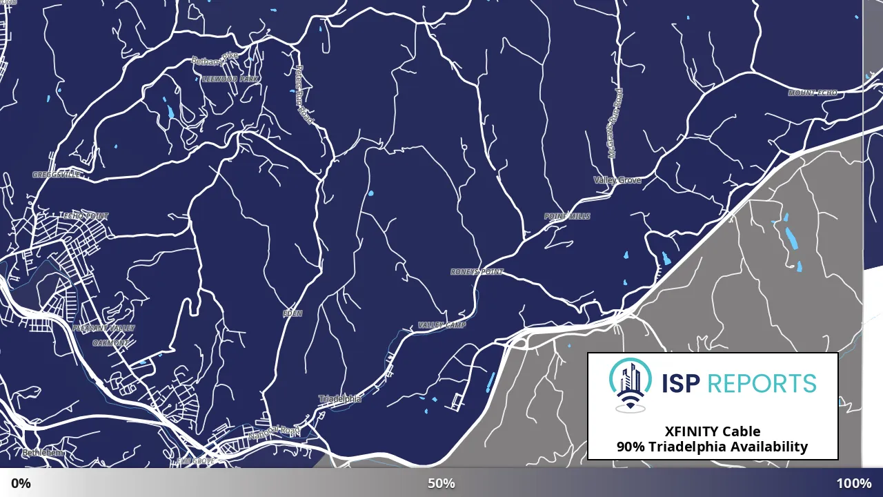 Triadelphia, WV map of internet availability