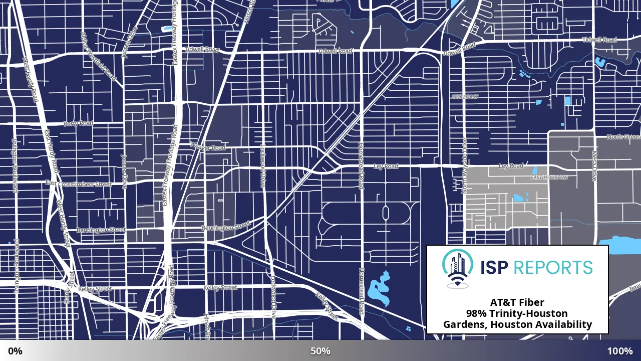 Trinity-Houston Gardens, Houston, TX map of internet availability