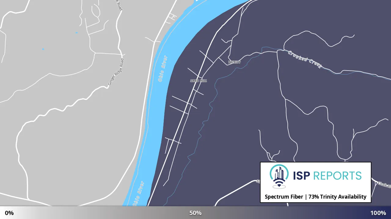 Trinity, KY map of internet availability