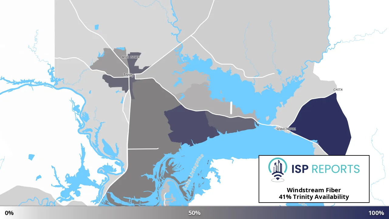 Trinity, TX map of internet availability