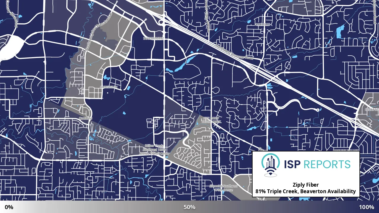 Triple Creek, Beaverton, OR map of internet availability
