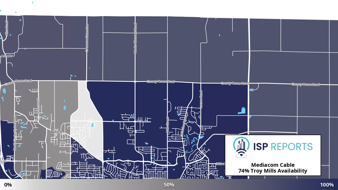 Troy Mills, IA map of internet availability