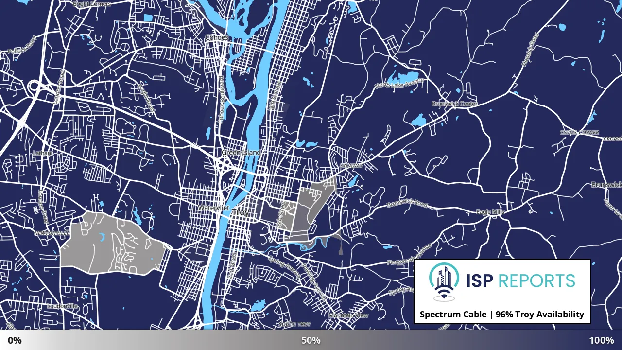 Troy, NY map of internet availability