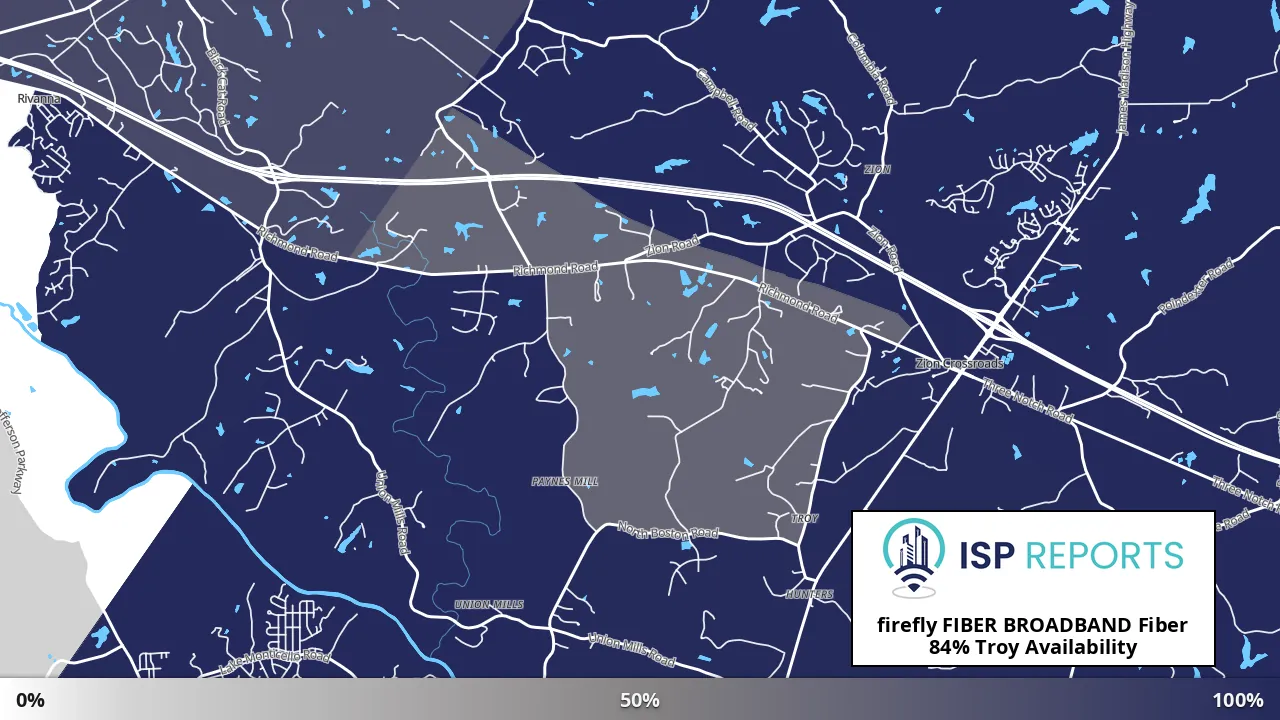 Troy, VA map of internet availability