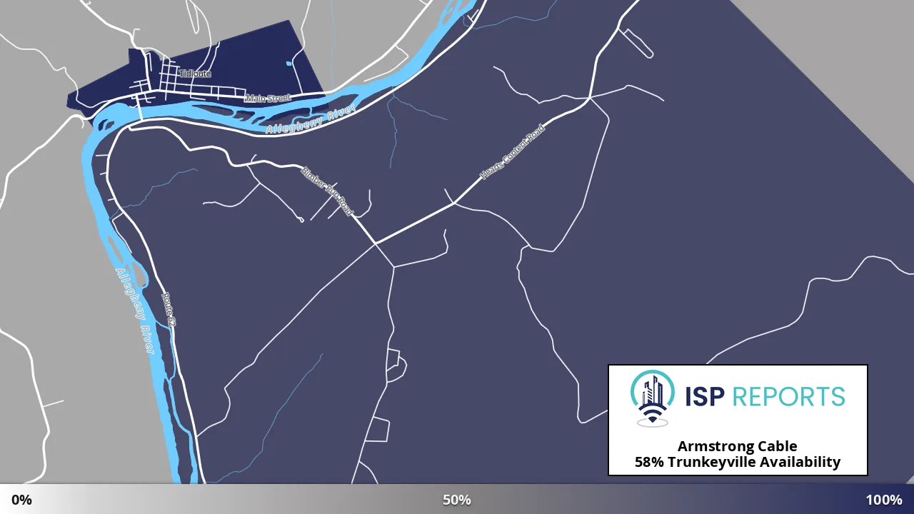 Trunkeyville, PA map of internet availability