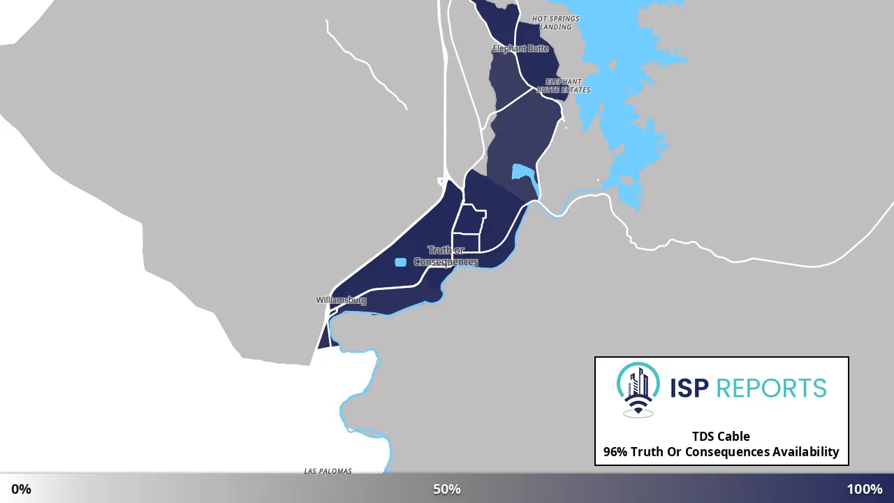 Truth Or Consequences, NM map of internet availability