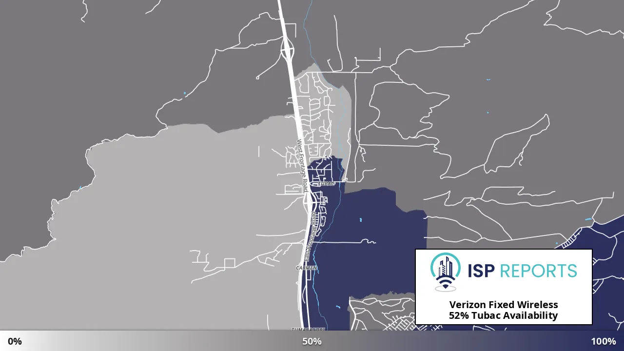Tubac, AZ map of internet availability
