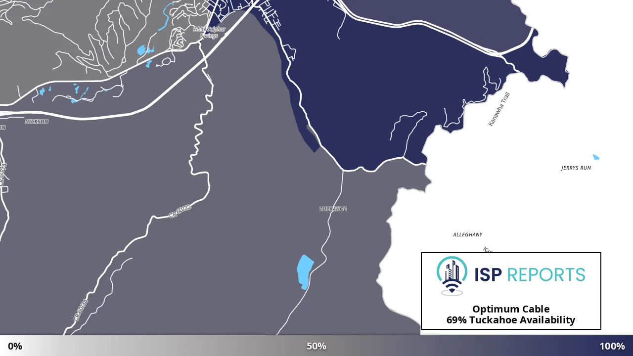 Tuckahoe, WV map of internet availability
