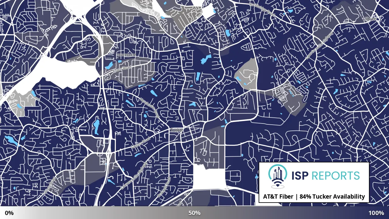 Tucker, GA map of internet availability