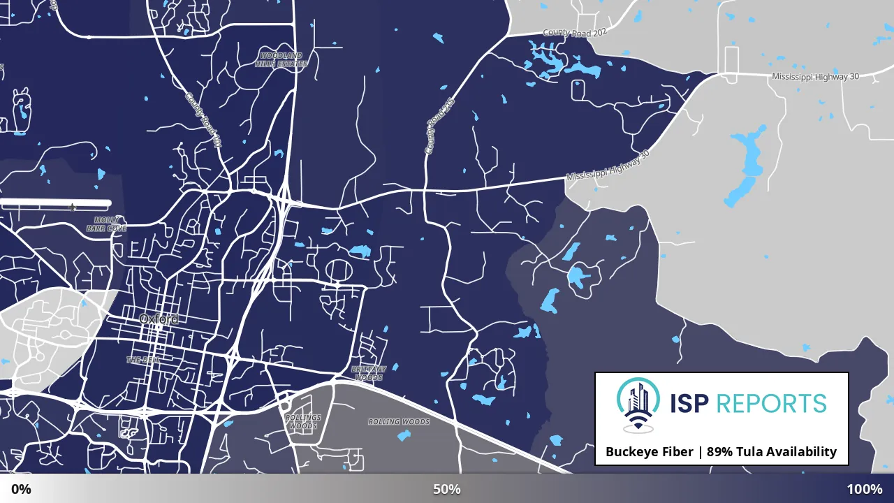 Tula, MS map of internet availability