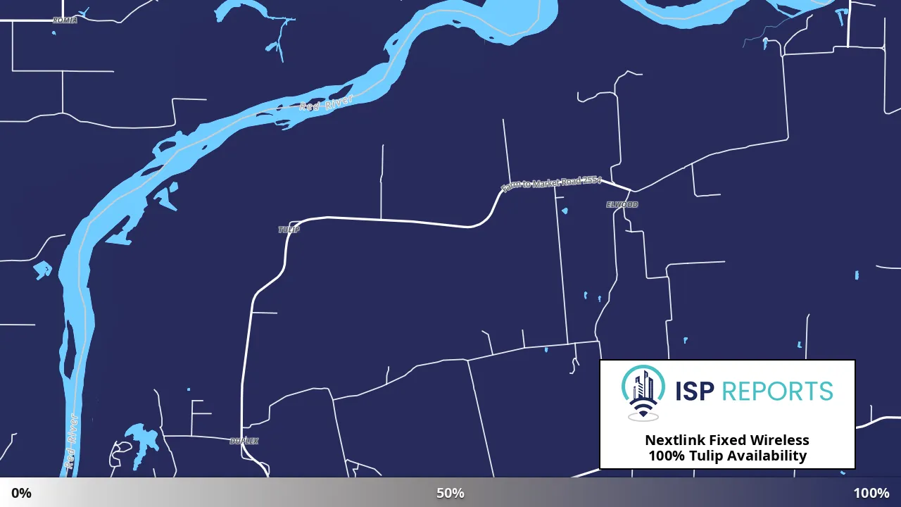 Tulip, TX map of internet availability