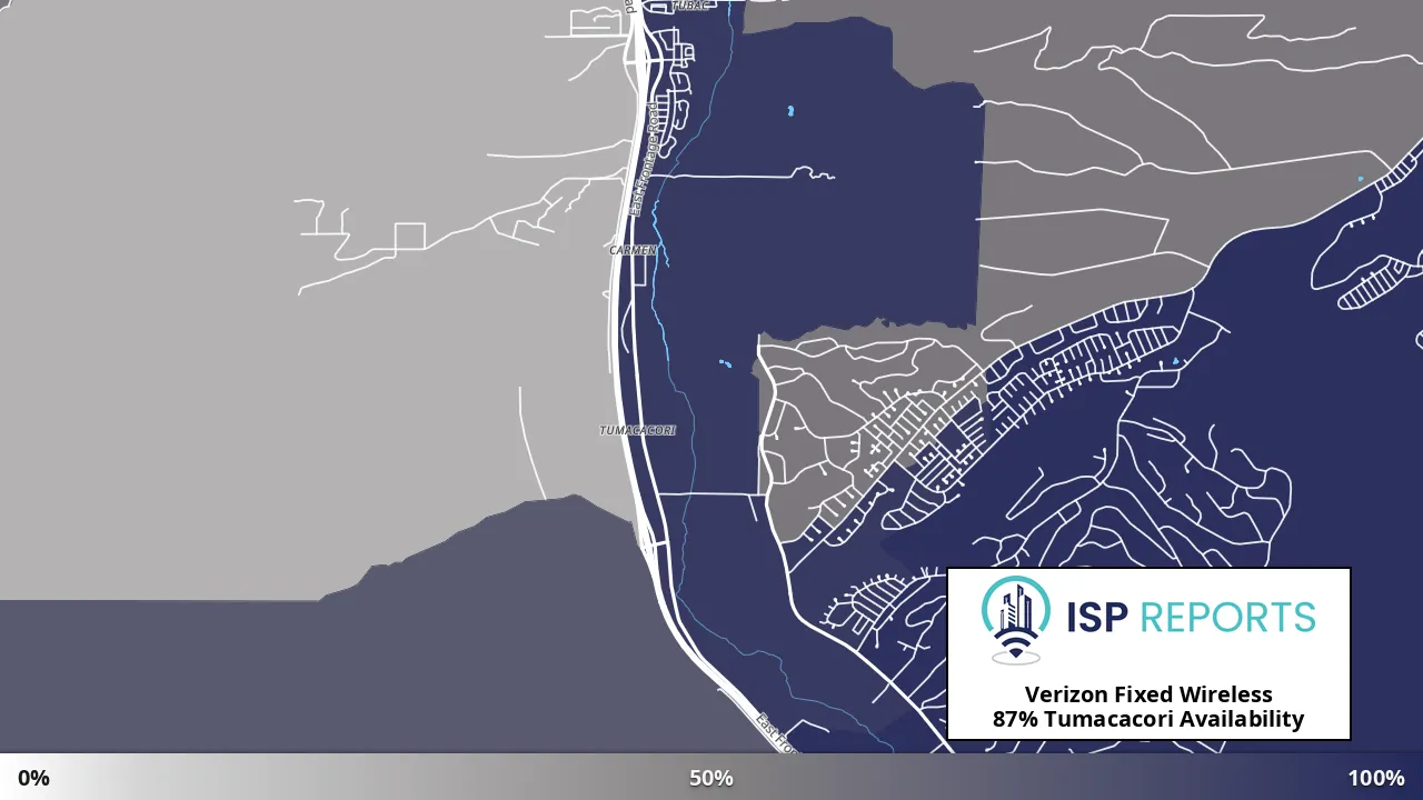 Tumacacori, AZ map of internet availability