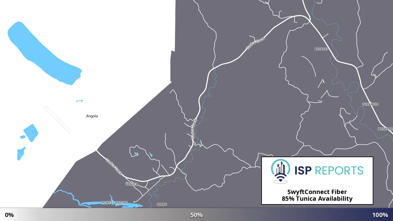 Tunica, LA map of internet availability