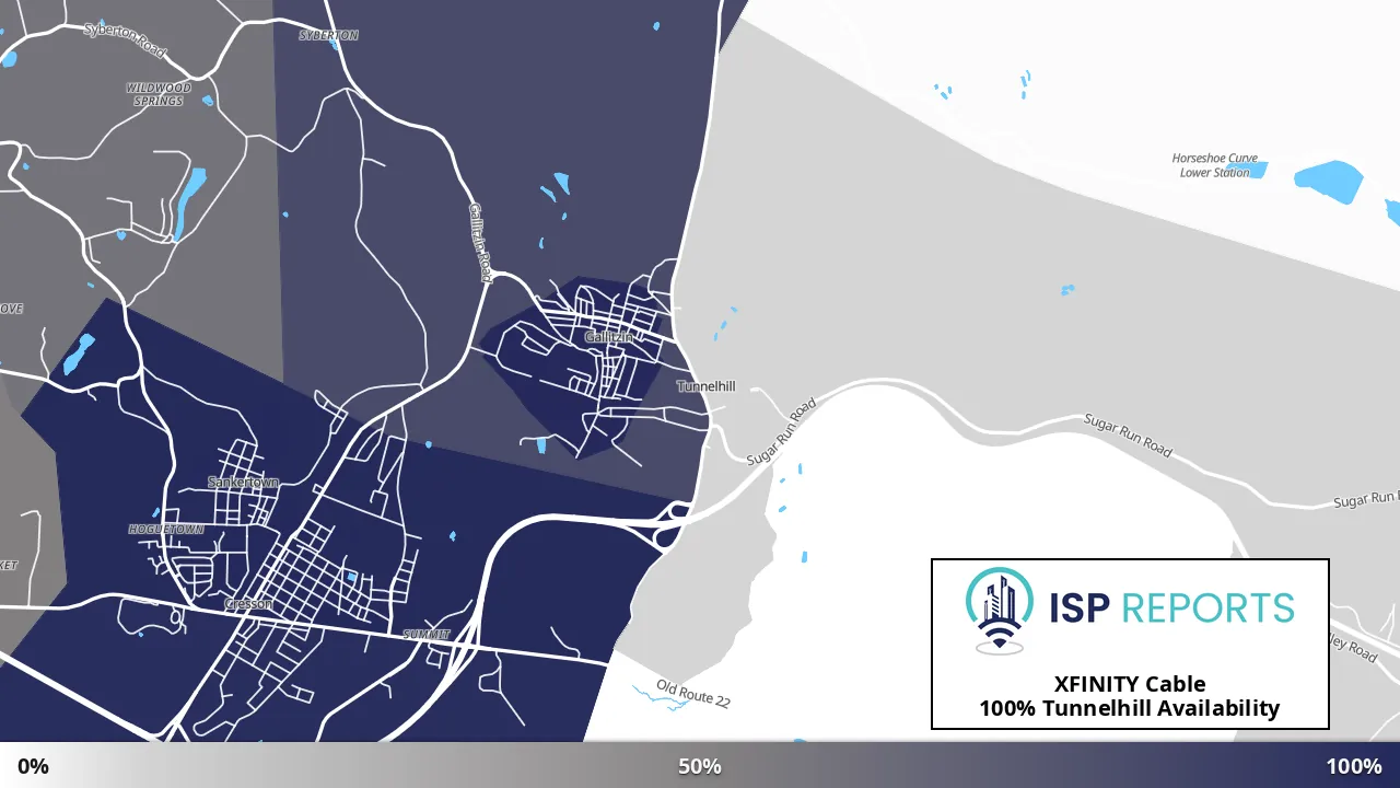 Tunnelhill, PA map of internet availability
