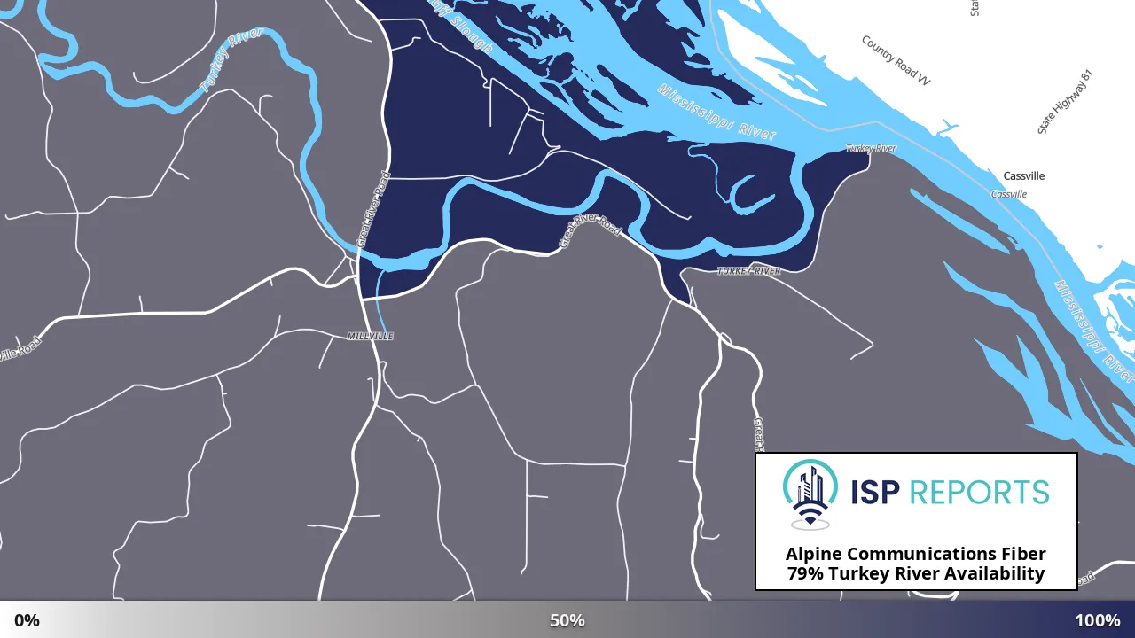 Turkey River, IA map of internet availability