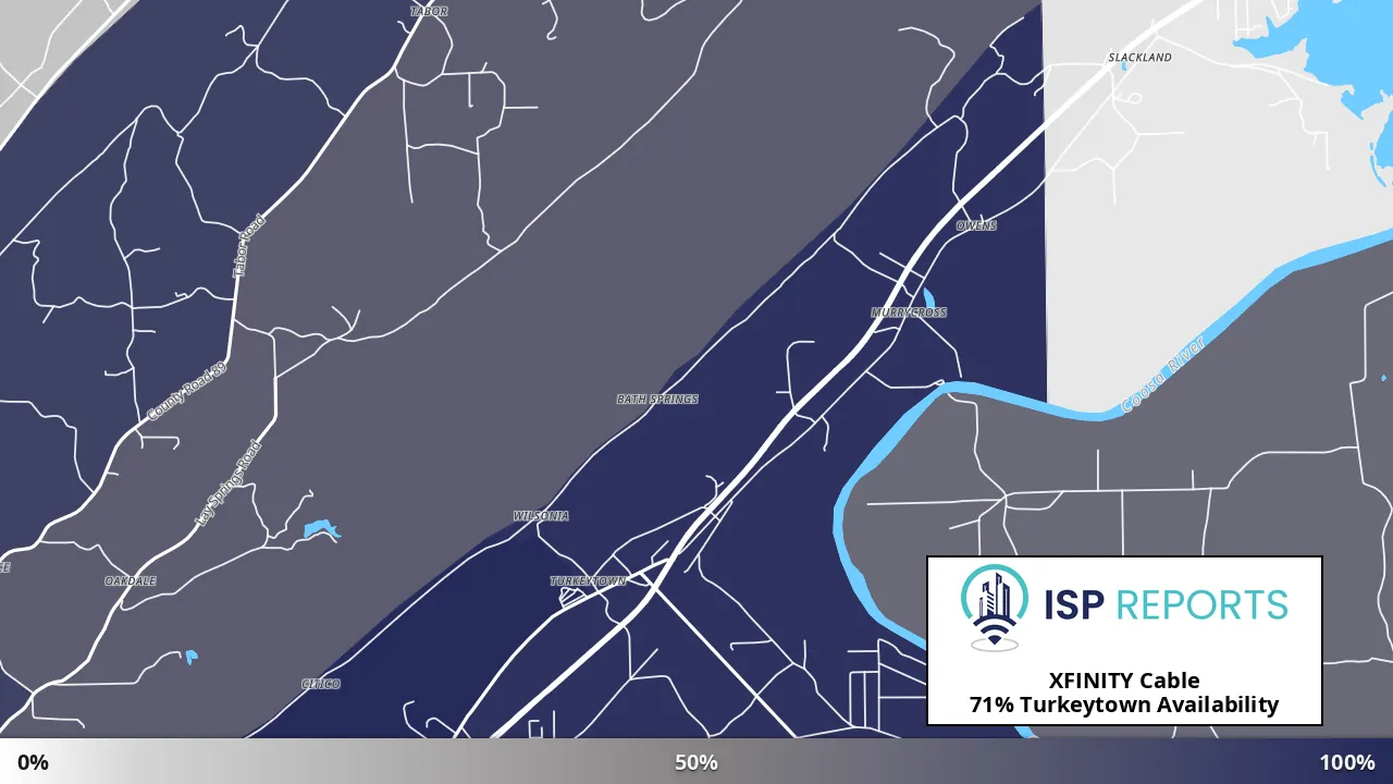 Turkeytown, AL map of internet availability