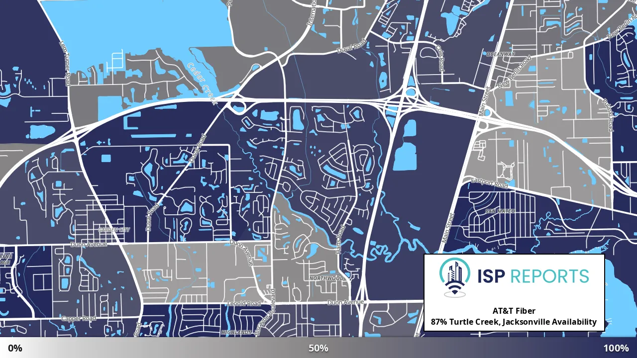 Turtle Creek, Jacksonville, FL map of internet availability