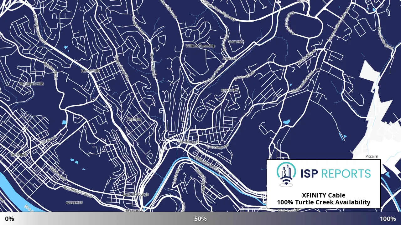 Turtle Creek, PA map of internet availability