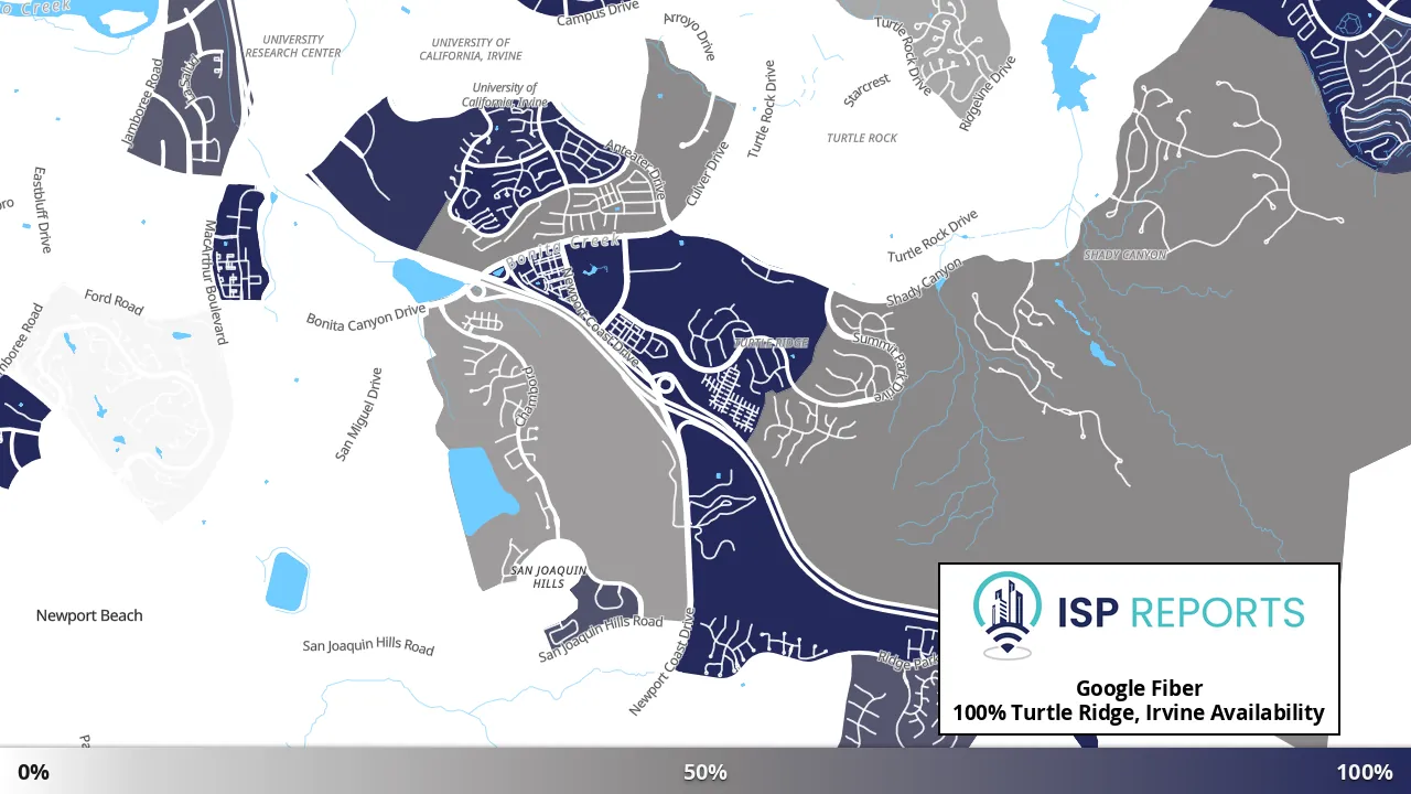 Turtle Ridge, Irvine, CA map of internet availability