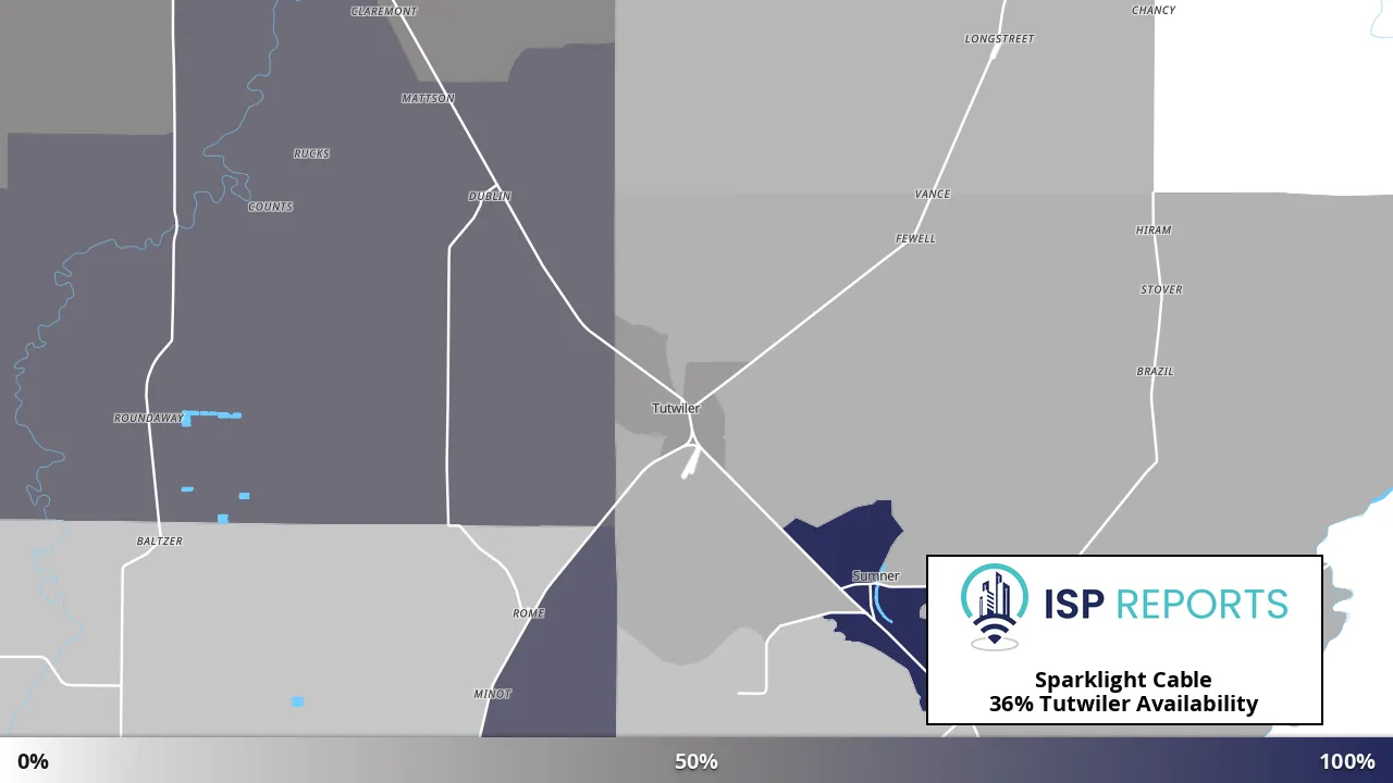 Tutwiler, MS map of internet availability