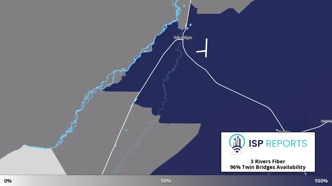 Twin Bridges, MT map of internet availability