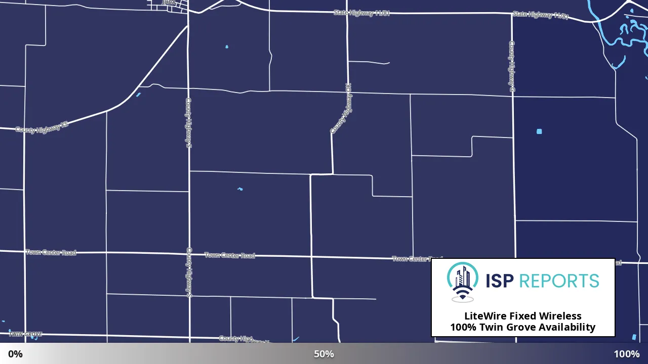 Twin Grove, WI map of internet availability