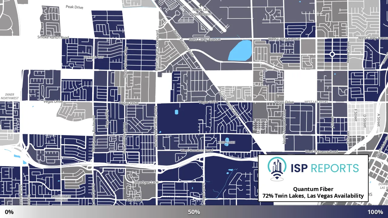 Twin Lakes, Las Vegas, NV map of internet availability
