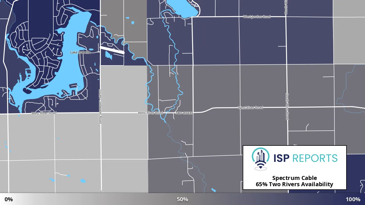Two Rivers, MI map of internet availability