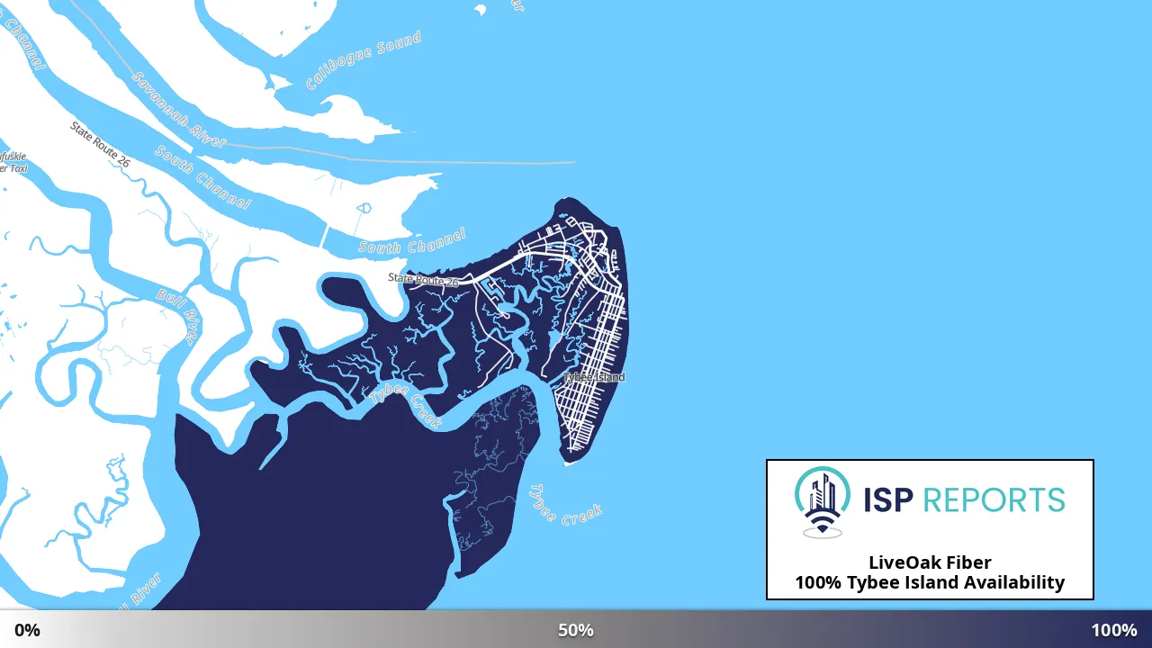Tybee Island, GA map of internet availability