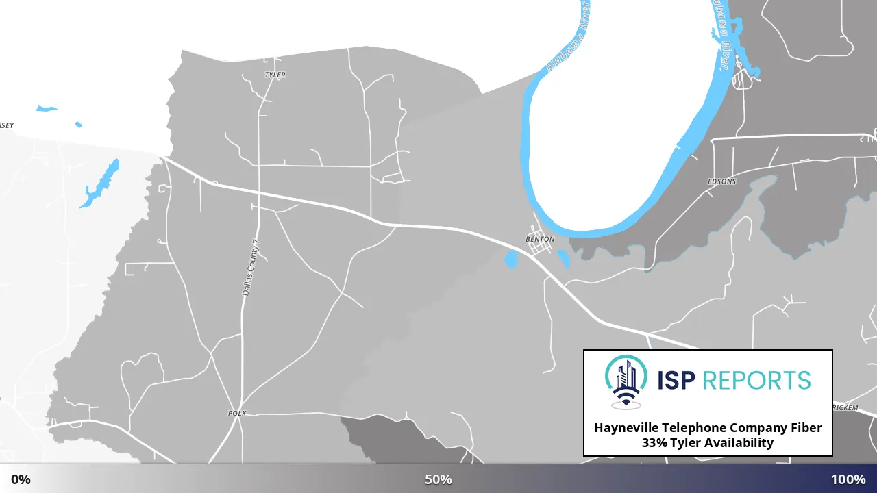 Tyler, AL map of internet availability