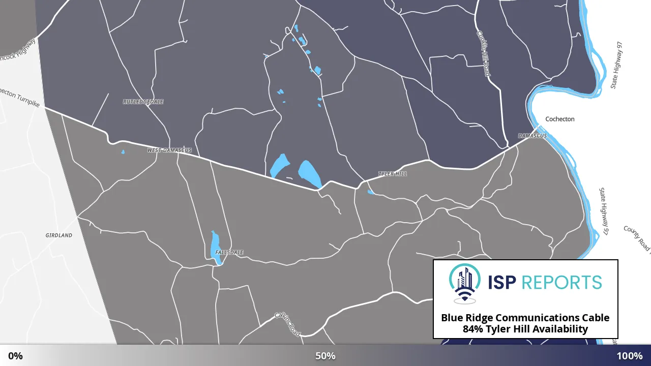 Tyler Hill, PA map of internet availability