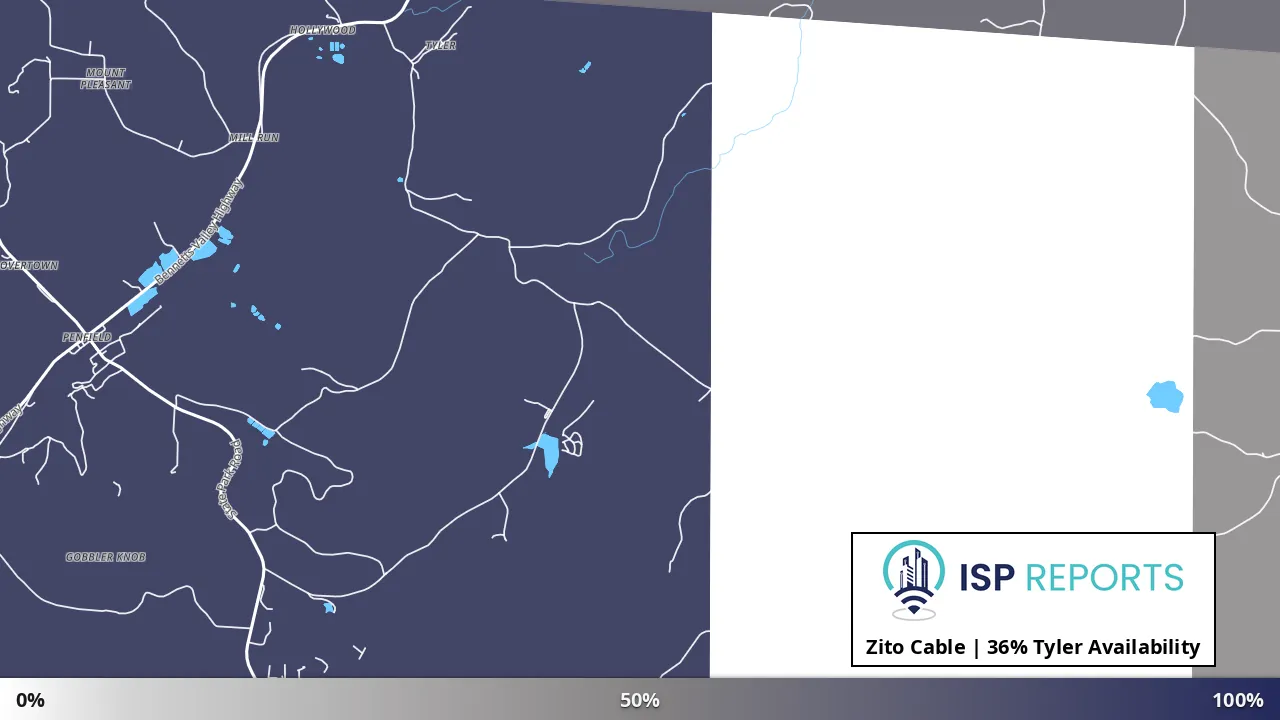 Tyler, PA map of internet availability
