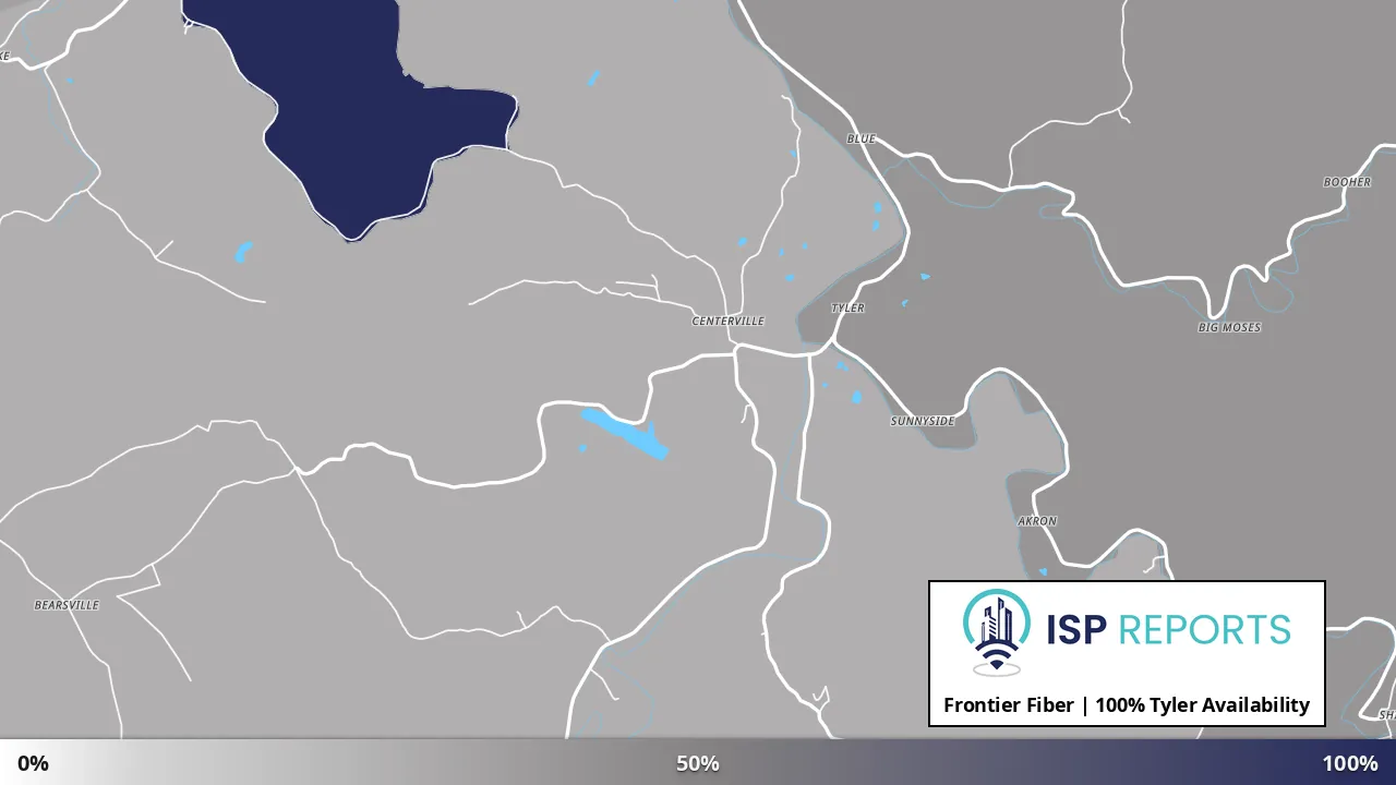 Tyler, WV map of internet availability